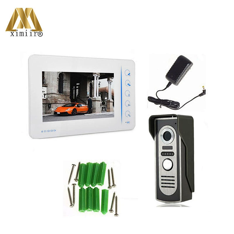 807M11 7 Inch Color Screen Video Doorphone Door Bell Speakerphone Intercom System 1 Monitor 420Tvl COMS Camera