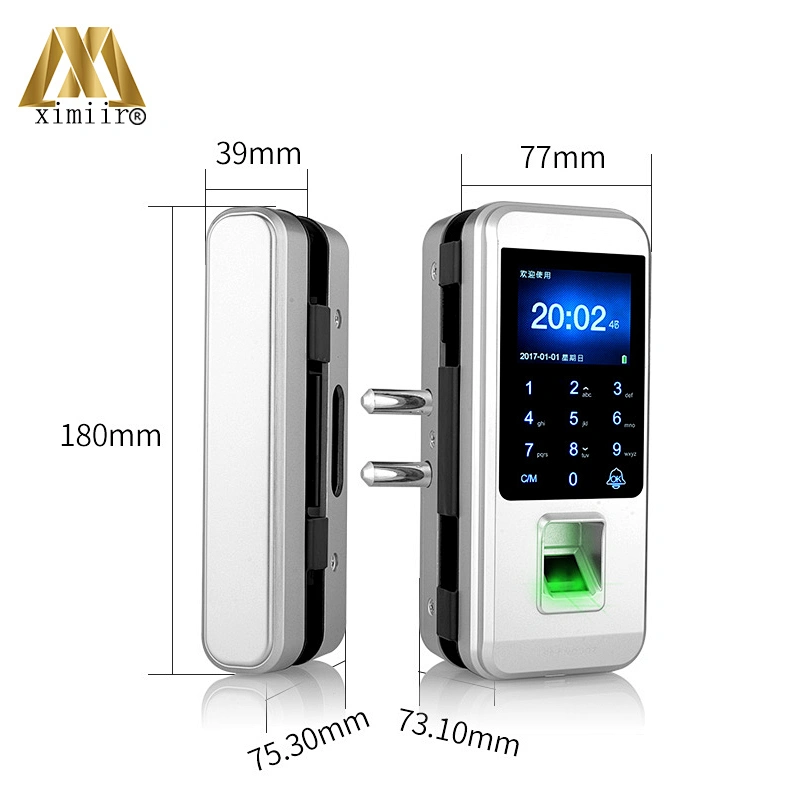 XM-300 TFT Screen Frameless Glass Door Lock Access Control Smart Keyless Fingerprint Biometric Door Lock with Card Password