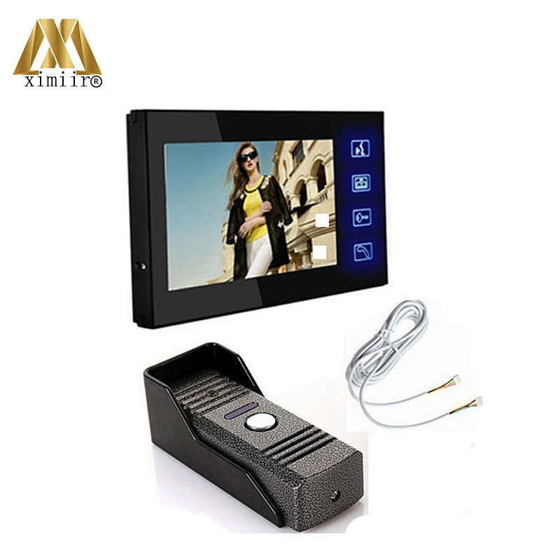 7 Inch Monitor Night Vision Ir Camera Video Doorphone Intercom System Wired Doorbell 806Me11 Access Control Video Door Bell