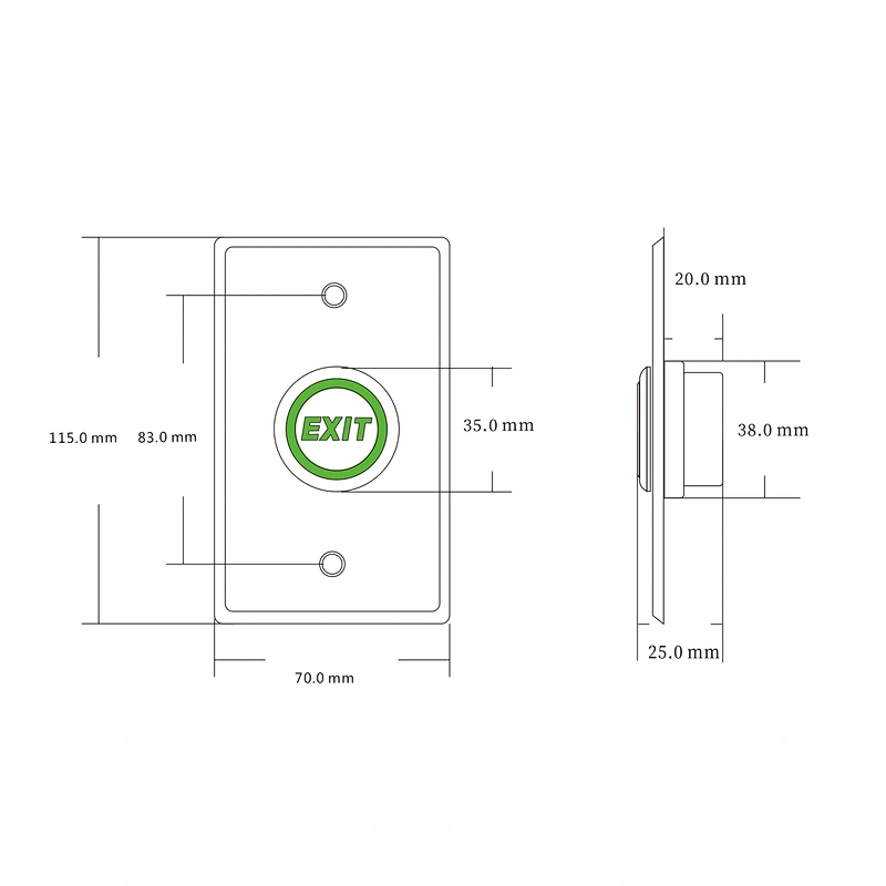 Aluminum Door Exit Release Push Button Switch For Opening Access Control Door