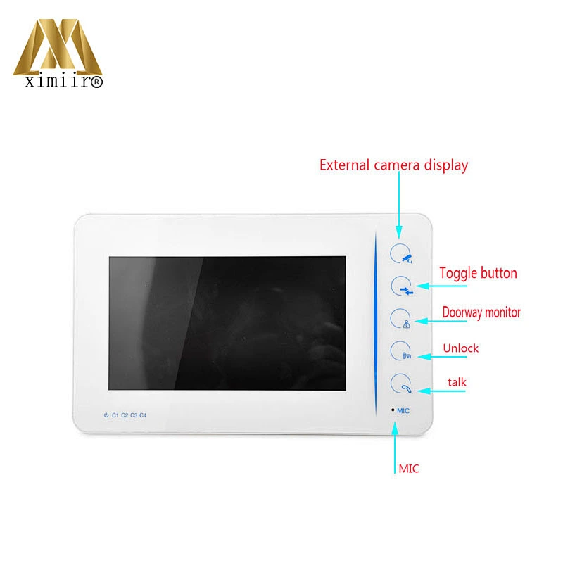 807M11 7 Inch Color Screen Video Doorphone Door Bell Speakerphone Intercom System 1 Monitor 420Tvl COMS Camera