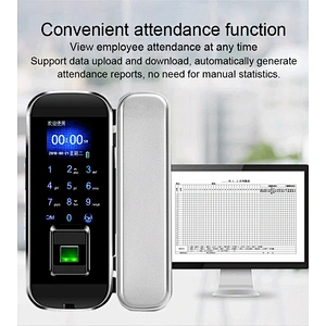 XM-100 Glass Door Lock with Card Password Access Control TFT Screen Smart Keyless Fingerprint Password Biometric Door Lock