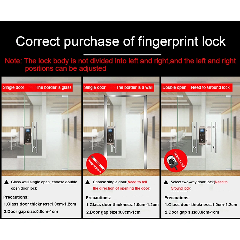 XM108 TFT Screen Smart Keyless Password Door Lock Remote Control with Card Password for Home Office Frameless Glass Door Lock