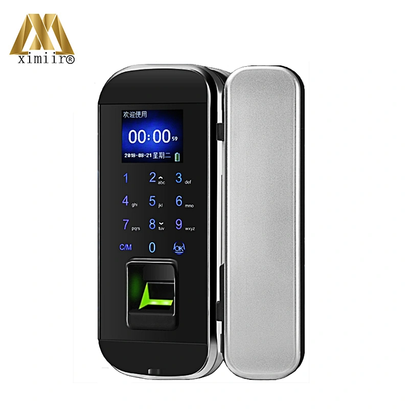 XM-100 Glass Door Lock with Card Password Access Control TFT Screen Smart Keyless Fingerprint Password Biometric Door Lock