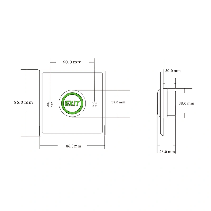 Stainless steel door switch metal switch door exit button with light X05LDC