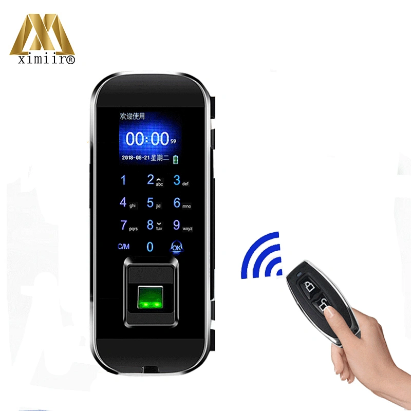 XM-100 Glass Door Lock with Card Password Access Control TFT Screen Smart Keyless Fingerprint Password Biometric Door Lock