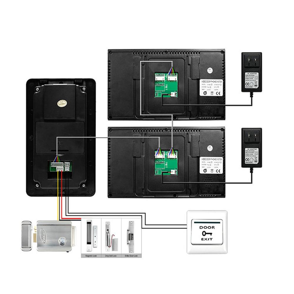 7 Inch Monitor Night Vision Ir Camera Video Doorphone Intercom System Wired Doorbell 806Me11 Access Control Video Door Bell