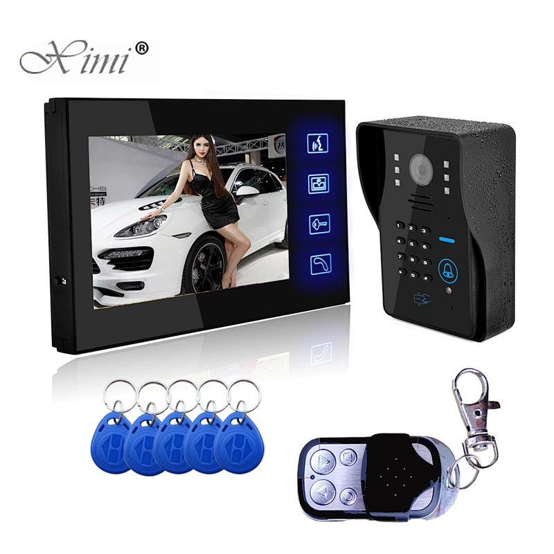 Rfid Keyfob Access Control Touch Sensor Button Ip55 Color Cmos 700Tvl Camera Video Door Phone System