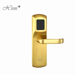 Copper Electronic Smart Card Door Lock With Handle RFID And Key Hotel Lock Access Control System