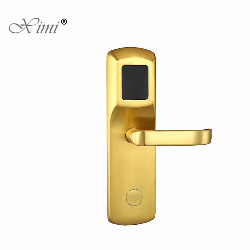 Copper Electronic Smart Card Door Lock With Handle RFID And Key Hotel Lock Access Control System