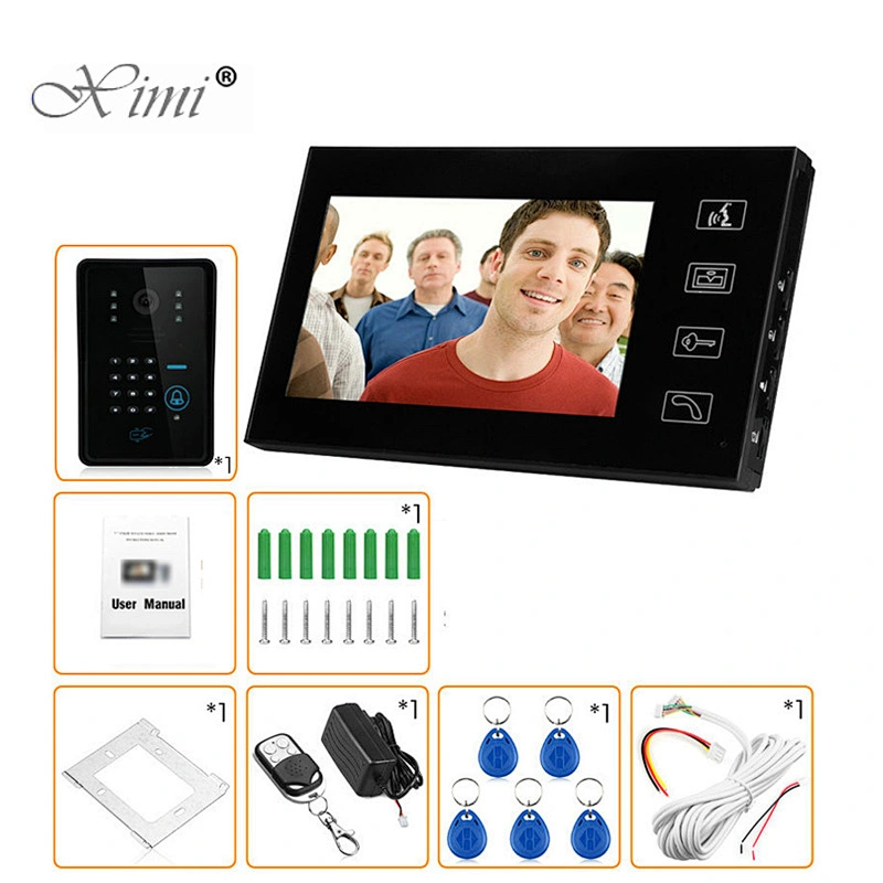 Rfid Keyfob Access Control Touch Sensor Button Ip55 Color Cmos 700Tvl Camera Video Door Phone System