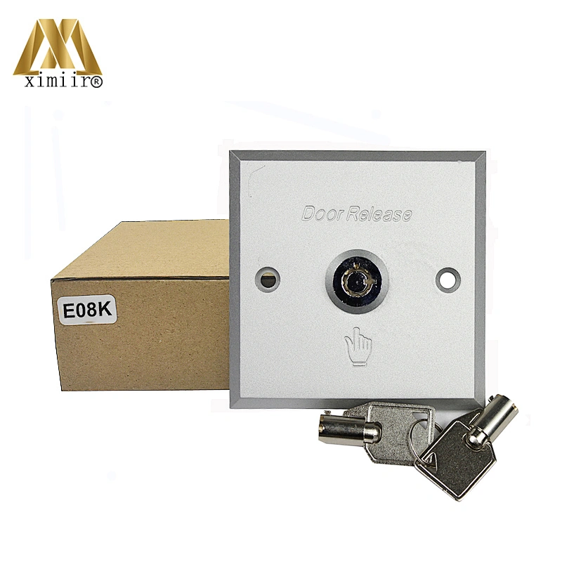 X08K aluminum door exit release push button switch for access control aluminum exit button with key