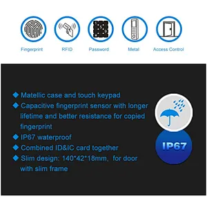 Waterproof Fingerprint Standalone Card Access Control Keypad Metal Standalone Access Control System with keyboard