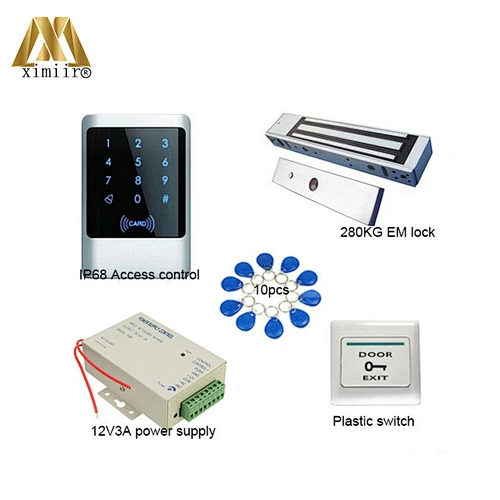 Access Control System Kit Set EM MF Card Reader with Magnetic Lock/Electric Strike Bolt Lock for Home/Office