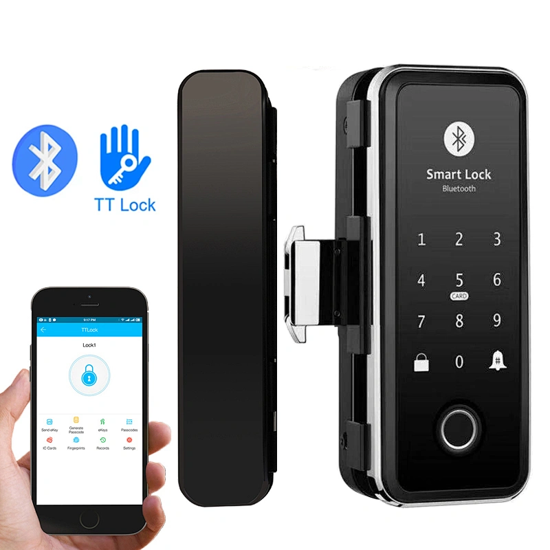 High Security Remote Control TTLock APP WIFI Bluetooth Code Password Card Fingerprint Smart Lock System Glass Sliding Door Lock