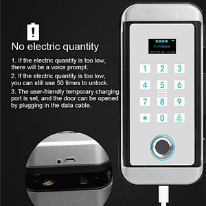 IP68 Waterproof Glass Door Lock XM-W Electronic Fingerprint Sliding Door Lock With Touch Screen Smart Door Lock