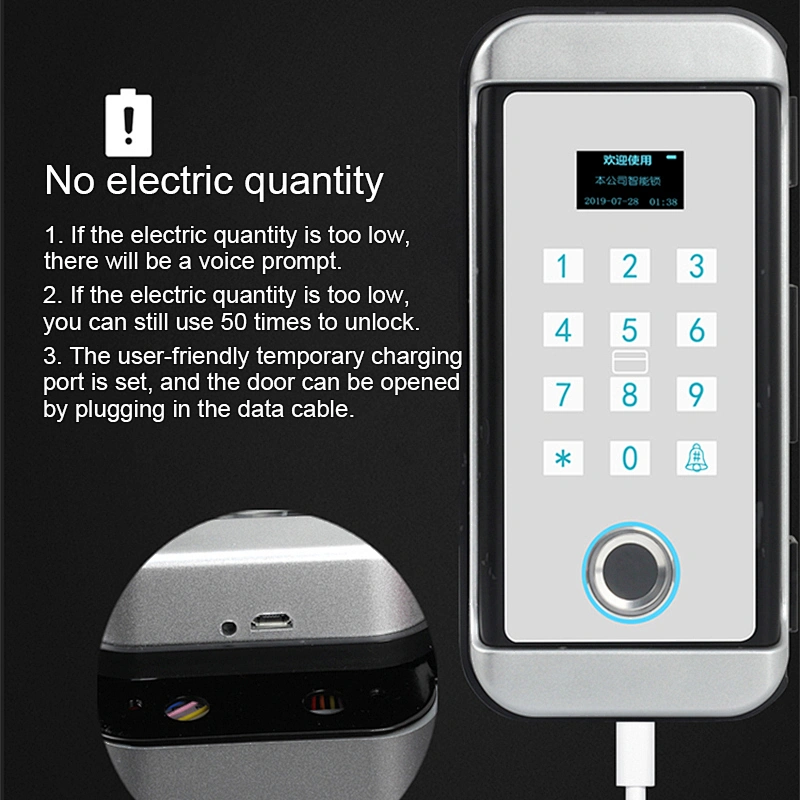 IP68 Waterproof Glass Door Lock XM-W Electronic Fingerprint Sliding Door Lock With Touch Screen Smart Door Lock