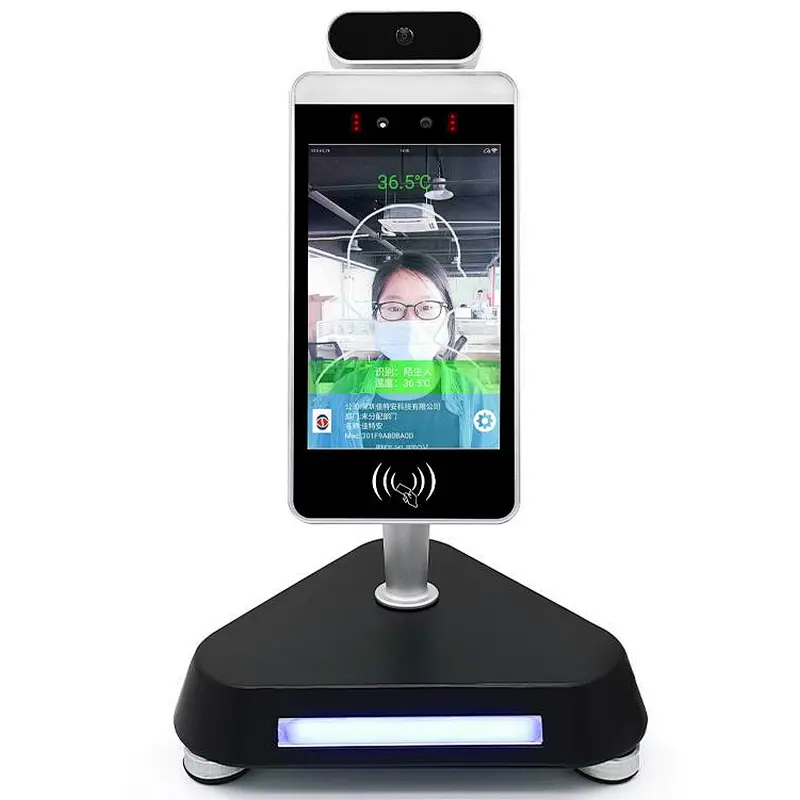 8 inch Screen Facial Recognition Time Attendance Temperature Management Touchless Temperature Access Control System