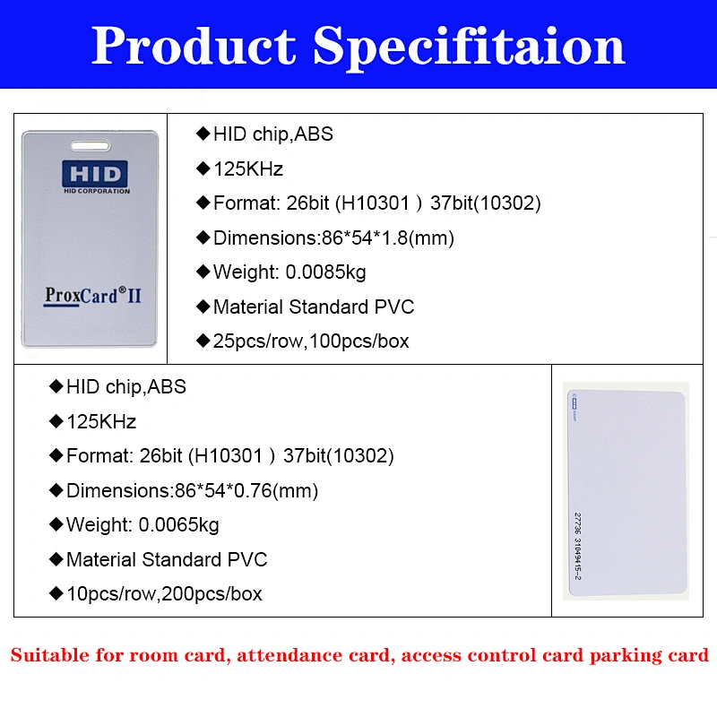 Rewritable RFID Proximity H-ID Thick  White Card 125khz HID PROX II Clamshell Card 1Pcs