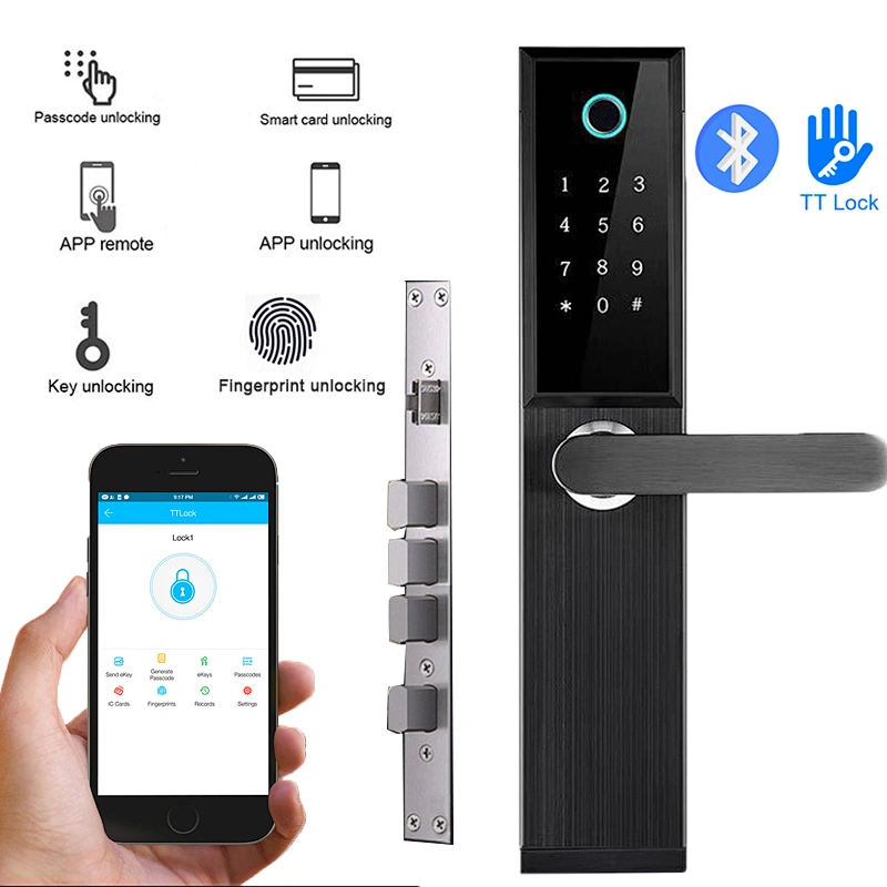 Bluetooth TTLock App Remote Control Biometric Fingerprint Lock Digital Password Electronic Smart Deadbolt Door Lock Hotel Lock