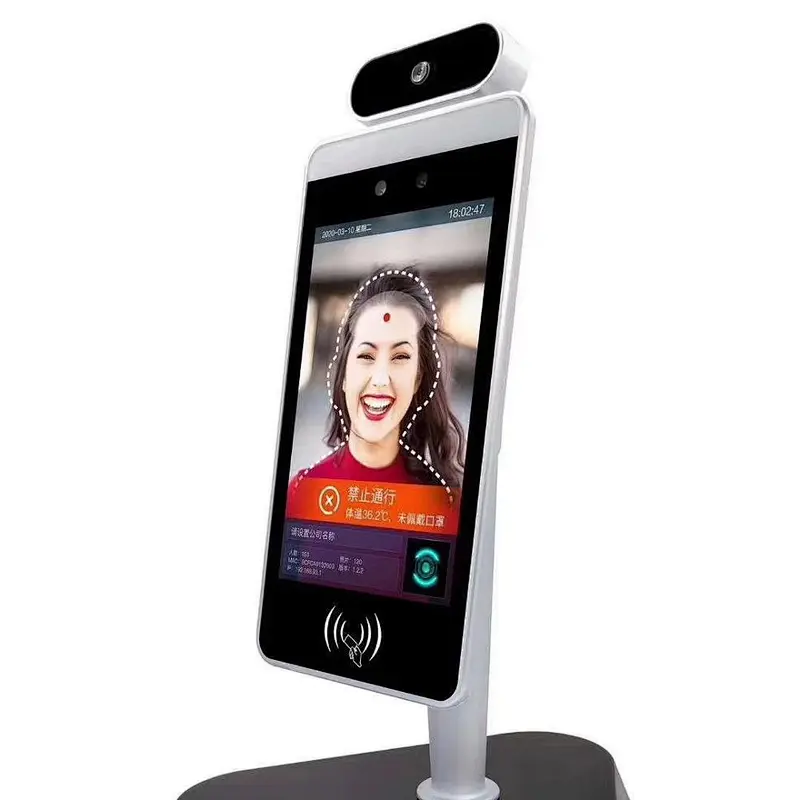 8 inch Screen Facial Recognition Time Attendance Temperature Management Touchless Temperature Access Control System