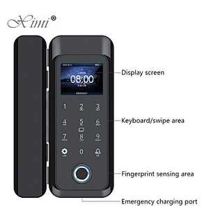 Biometric Fingerprint Electronic Door Lock Frameless Silding Glass Door Lock Fechadura Digital Smart Door Lock Remote Control