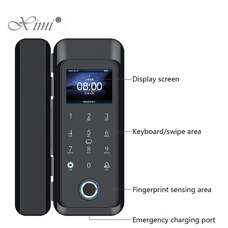 Biometric Fingerprint Electronic Door Lock Frameless Silding Glass Door Lock Fechadura Digital Smart Door Lock Remote Control