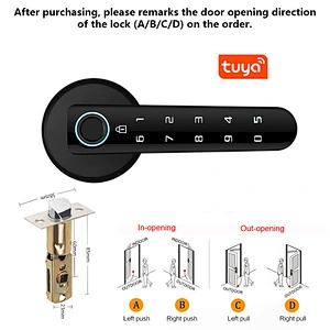 Smart Handle Lock With Tuya TTLOCK APP Remote Control Opening Door Home Office Security Electronic Fingerprint Door Lock