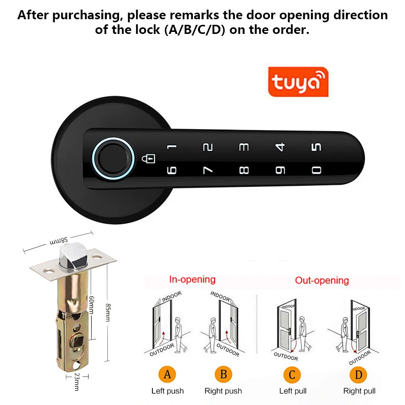 Smart Handle Lock With Tuya TTLOCK APP Remote Control Opening Door Home Office Security Electronic Fingerprint Door Lock
