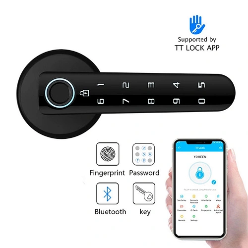 Smart Handle Lock With Tuya TTLOCK APP Remote Control Opening Door Home Office Security Electronic Fingerprint Door Lock