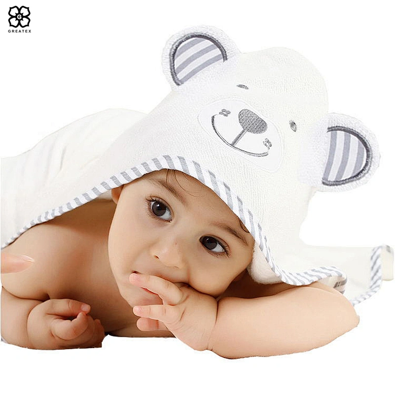 Premium super soft high quality bamboo animal pattern hooded towel
