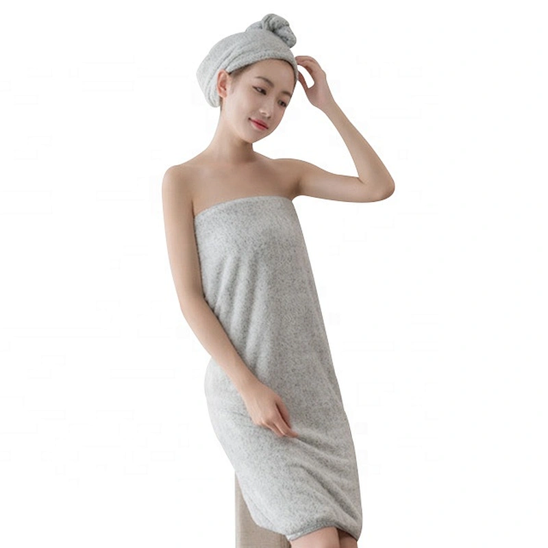 Grey color microfiber hair drying towel wrap bath head wrap for women