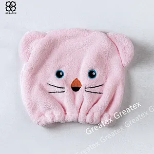 New arrival hot selling custom animal style hair drying hat hair turban towel kids