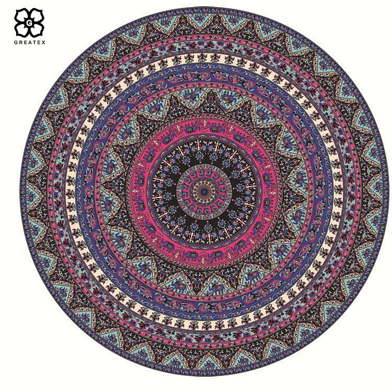 Custom digital print microfiber adult round beach towel with high quality