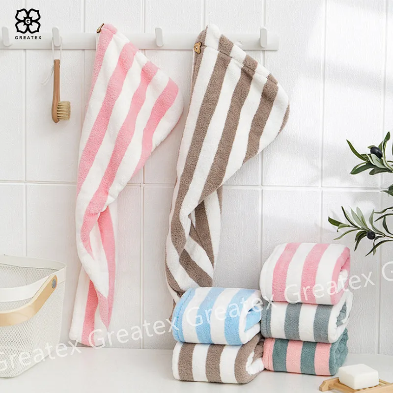 Hair towel turban wrap extra plush stretchable microfiber hair drying towel twist