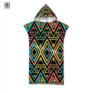Wholesale cartoon printing beach changing robe poncho towel long