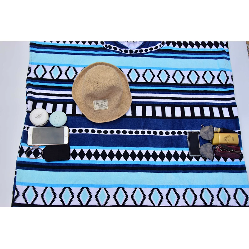 Wholesale 100%cotton Printed Beach poncho towel for adults