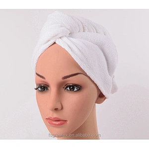 Custom logo embroidery White Salon Drying Microfiber hair towel turban