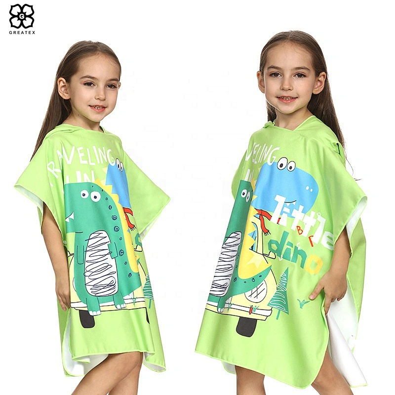 OEM custom animal print dry fast children poncho towel in beach