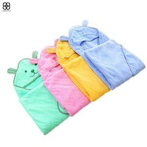 High quality super soft cotton plain dyed baby hooded towel with cute design