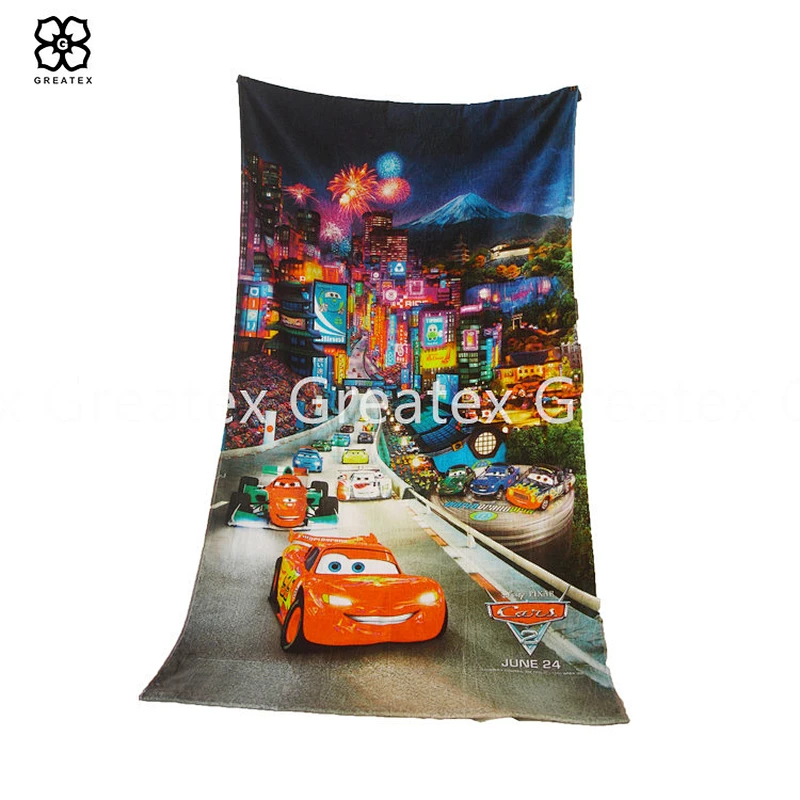 Creative printed rectangular beach microfiber towel for adults kids