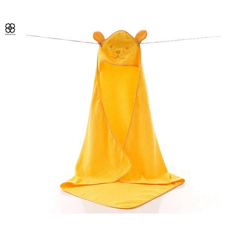 High quality super soft cotton plain dyed baby hooded towel with cute design
