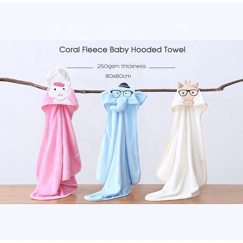 Fluffy Microfiber fleece animal hooded towel