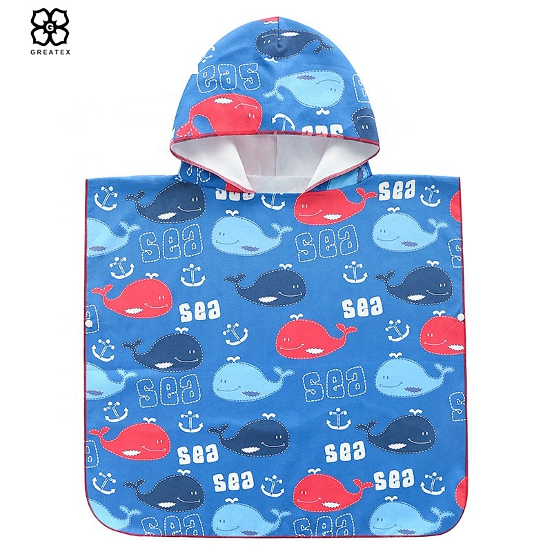 Promotional microfiber surfing poncho for kids in beach