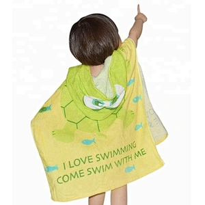 Terry printed cotton baby hooded bath towel