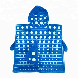 Full color printed kids hooded poncho towel 100% cotton teryy towels