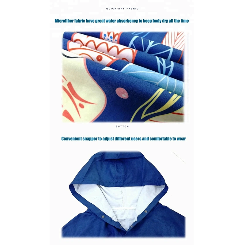 MOQ 100pcs Custom Design Factory Microfiber Poncho Changing robe with pockets