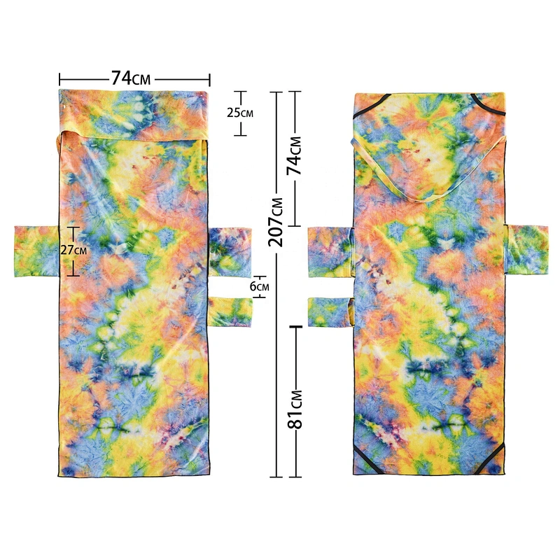 Pool Chair Towel with Side Pockets,Tie-Dye Yellow,Microfiber Chaise Lounge Towel Cover for  Beach