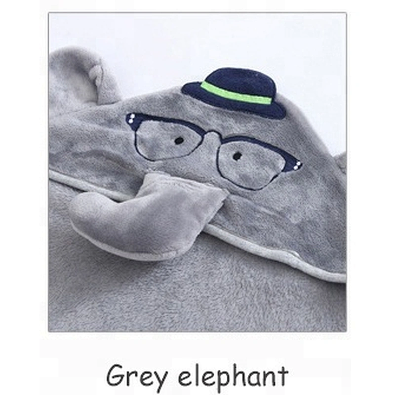 Coral fleece Organic elephant hooded baby towel