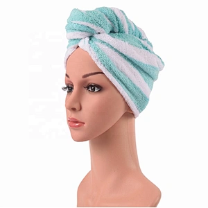 Personalized Stripe Hair Drying Turban hair towel
